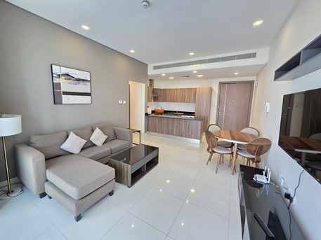 Bhd 290/month, Furnished, 1 Br, Modern | Luxury Flat | Family Building | Balcony | Wifi & Hk Service | Near Juffair Mall